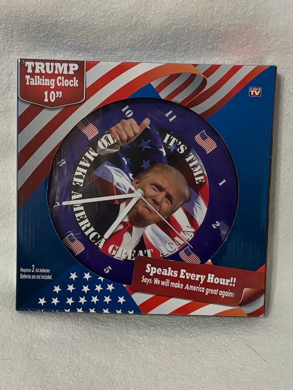 10" Blue Patriotic Talking Wall Clock - Brand: